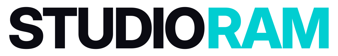 Transparent wordmark for light UI / email (STUDIO near-black, RAM cyan)